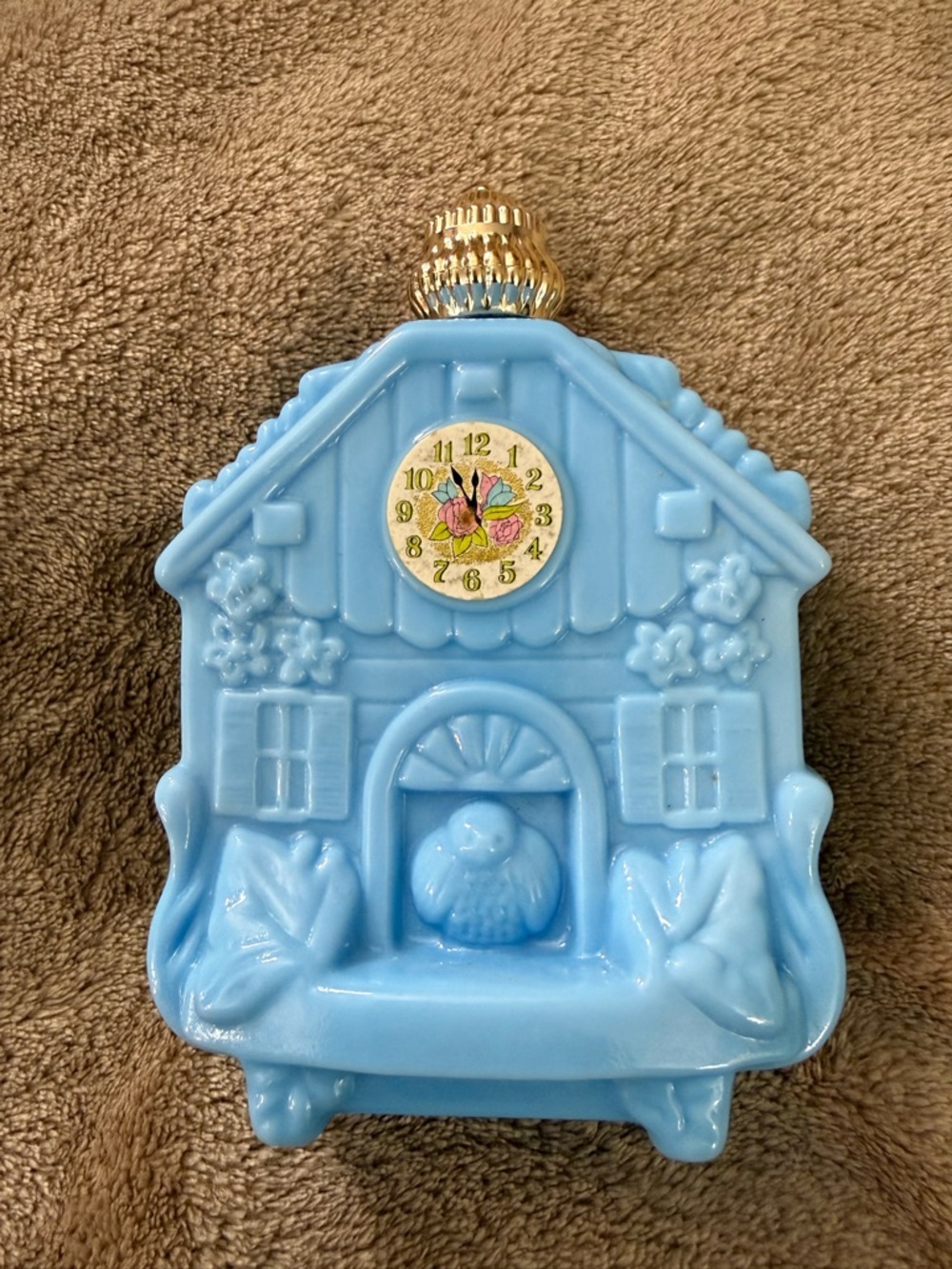 Avon Enchanted Hours Blue Cuckoo Clock Vintage Perfume Bottle